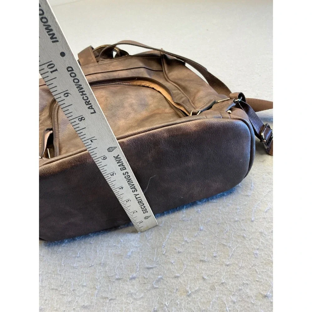 CLUCI Brown Vegan Leather Backpack Multiple Pockets Large Travel Bag Medium